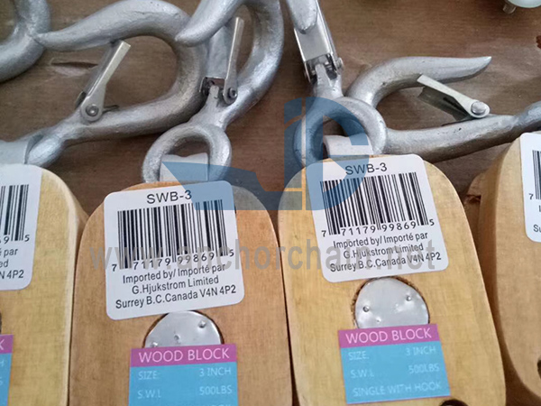 JISF3426船の内部結合木製ブロックシングルフック付き